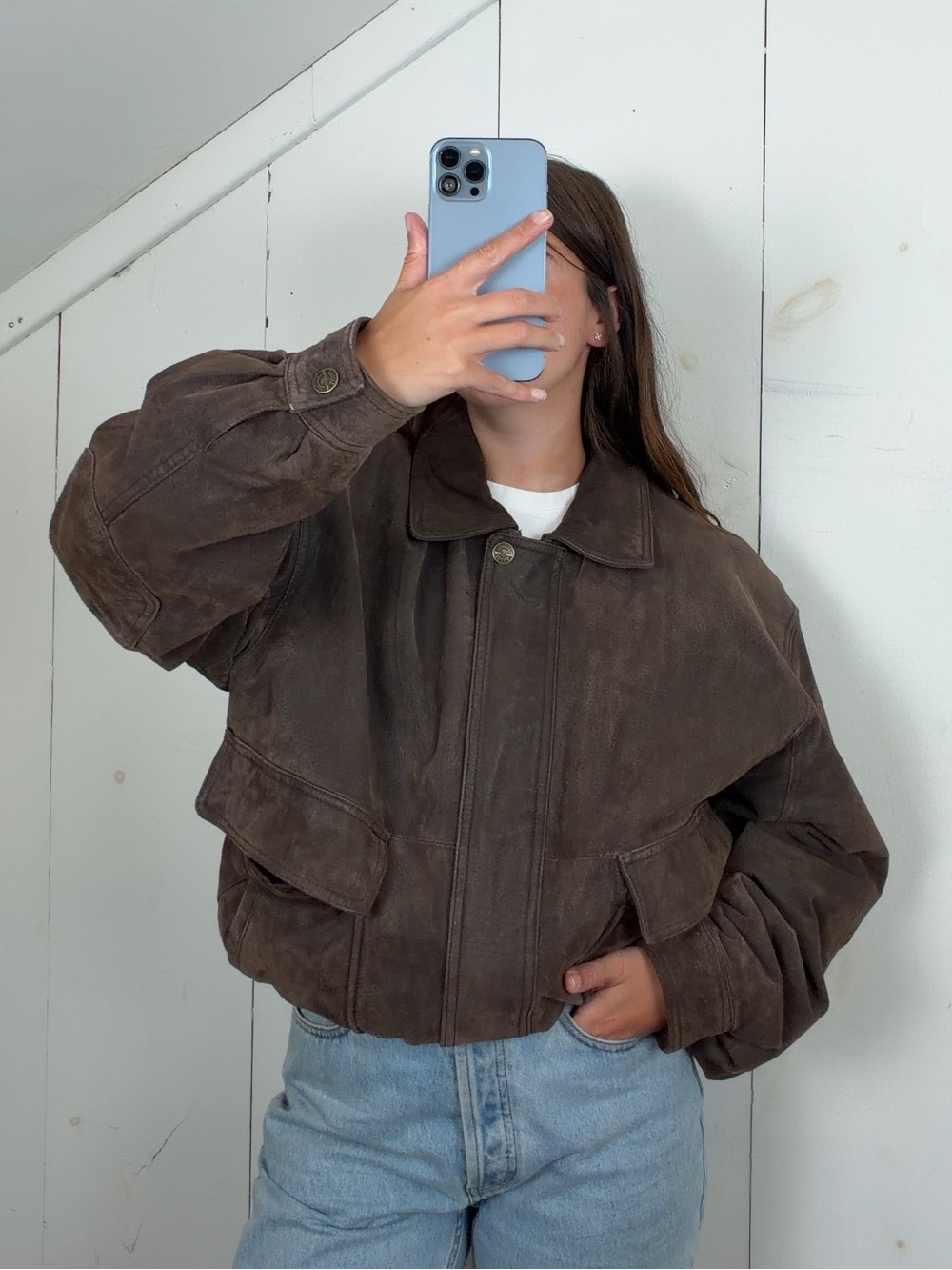 Vintage Wilsons Brown Genuine Leather Flight Bomber Jacket Men’s L Elbow Patch